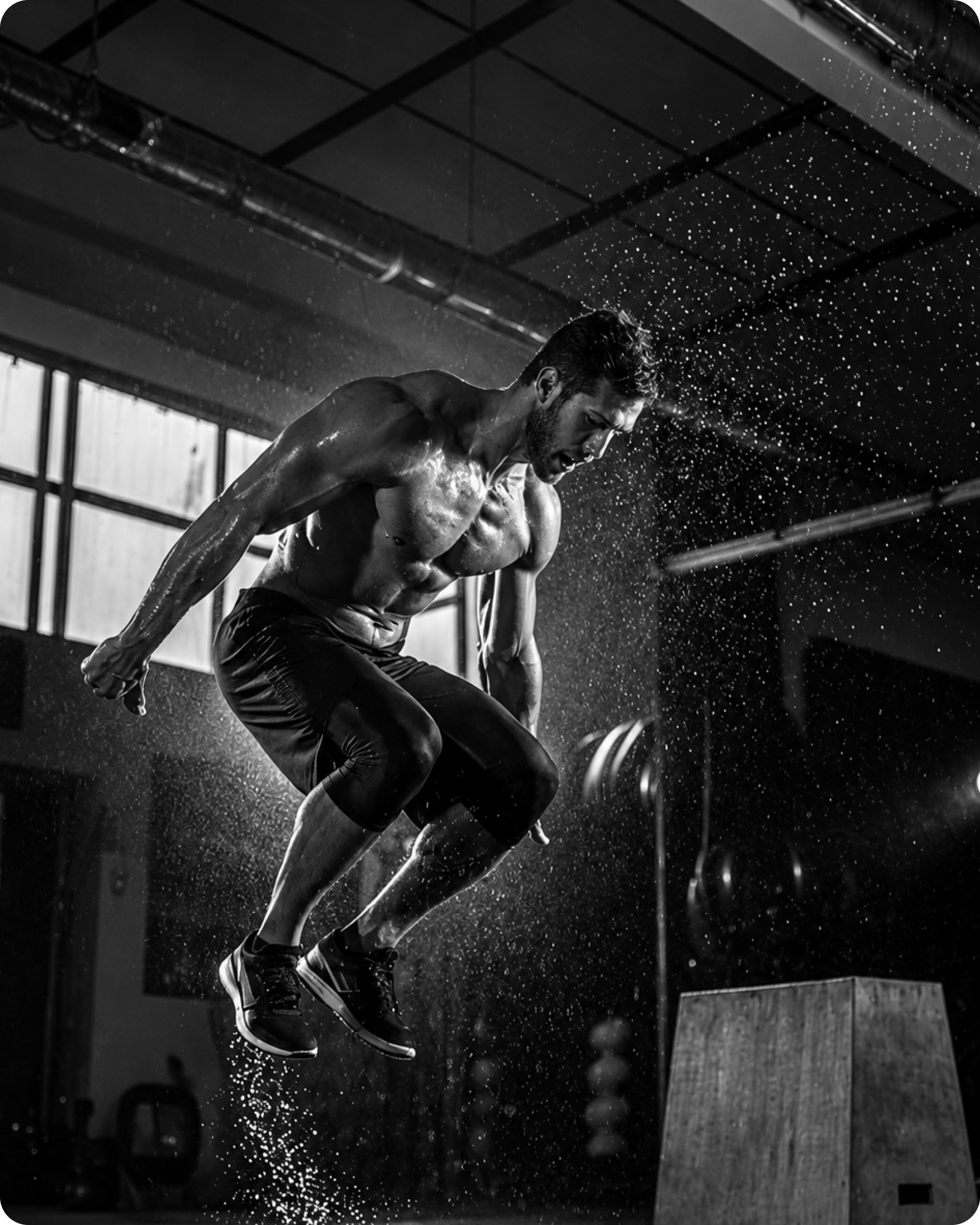 Athlete training box jump